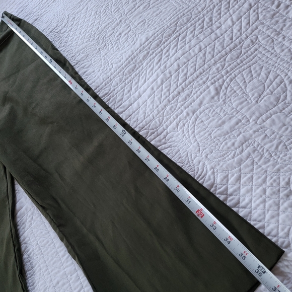 Womens High Rise Dark Olive Green Stretch Dressy Pants - Picture 10 of 11